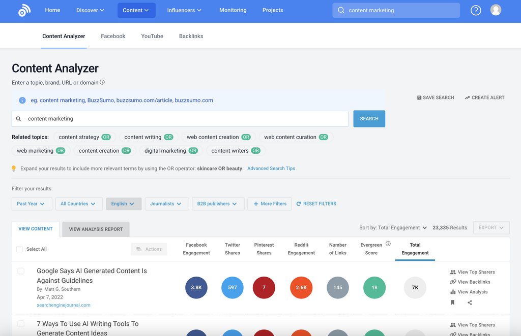 BuzzSumo - Content marketing tools